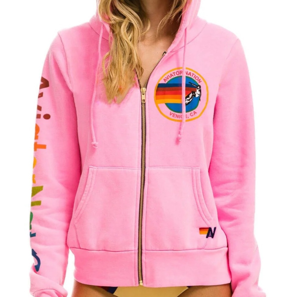 AVIATOR NATION HOODIE - NEON PINK